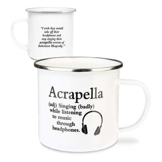 Urban Words Tin Mug "Acrapella" Title and Slang words including Meaning.