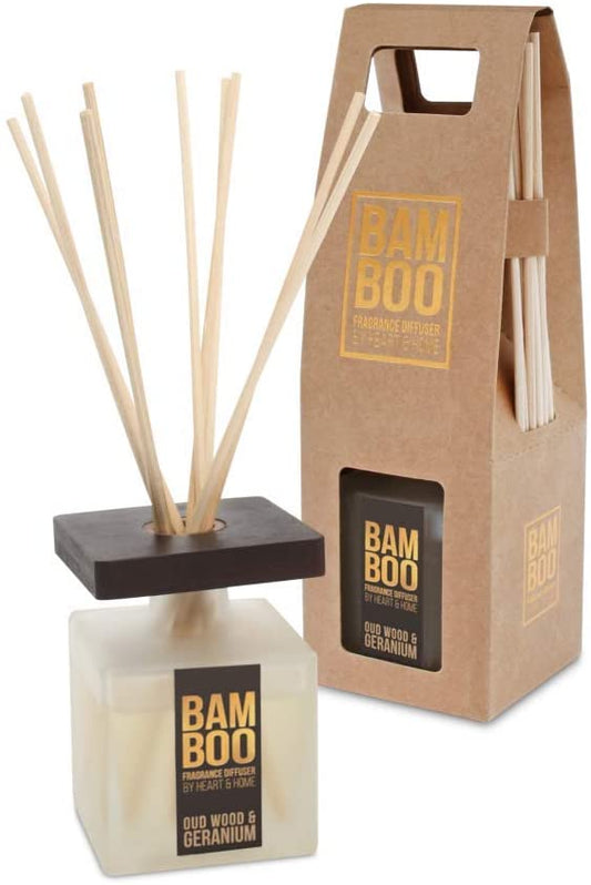 80ml Fragrance Diffuser - Oudwood & Geranium Fragrance From Bamboo Range by Heart & Home