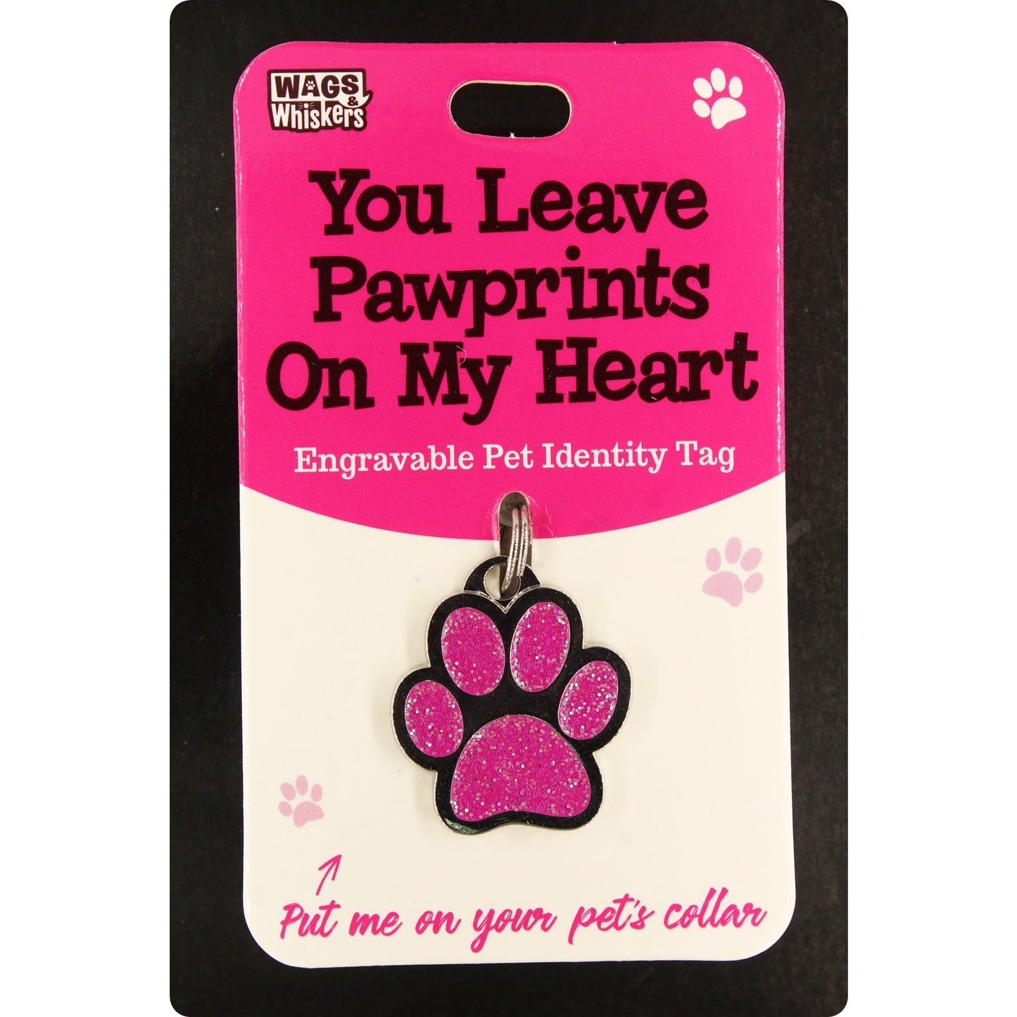 DESIRABLE GIFTS YOU LEAVE PAW PRINTS ON MY HEART PINK WAGS & WHISKERS DOG PET TAG I CAN NOT ENGRAVE THIS ITEM