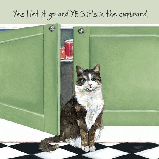 Happy Cat Greeting Card - Let go by the little dog laughed