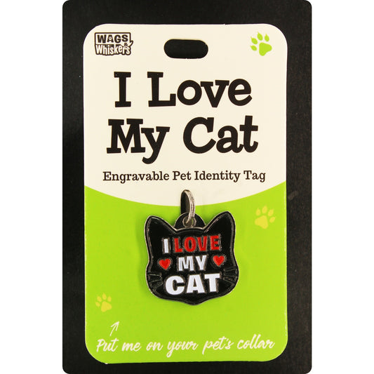 DESIRABLE GIFTS I LOVE MY CAT WAGS & WHISKERS CAT PET TAG I CAN NOT ENGRAVE THIS ITEM