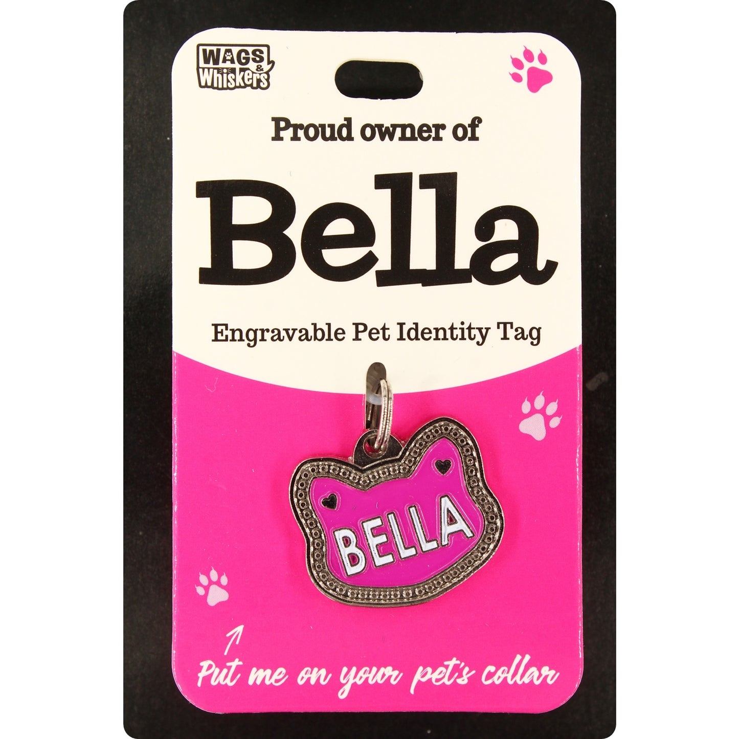 DESIRABLE GIFTS BELLA PERSONALISED WAGS & WHISKERS CAT PET TAG NAMES CAN NOT BE CHANGED