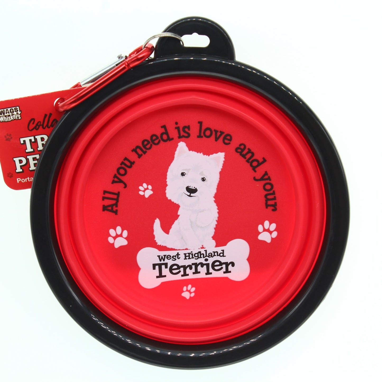 WEST HIGHLAND TERRIER COLLAPSIBLE TRAVEL DOG BOWL GIFT