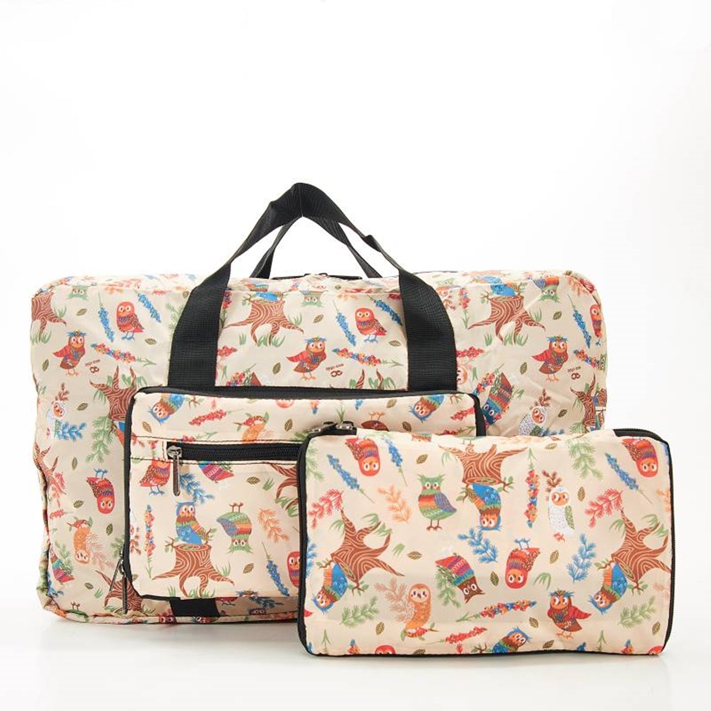 Eco Chic Lightweight Foldable Holdall Owl (Beige)