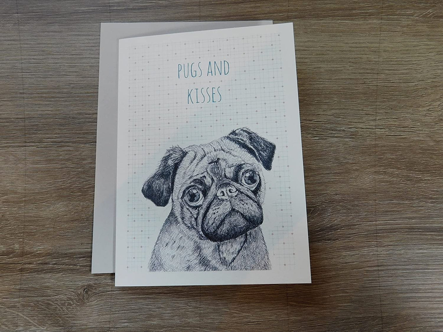 East Of India - Animal greeting card - Pugs and kisses