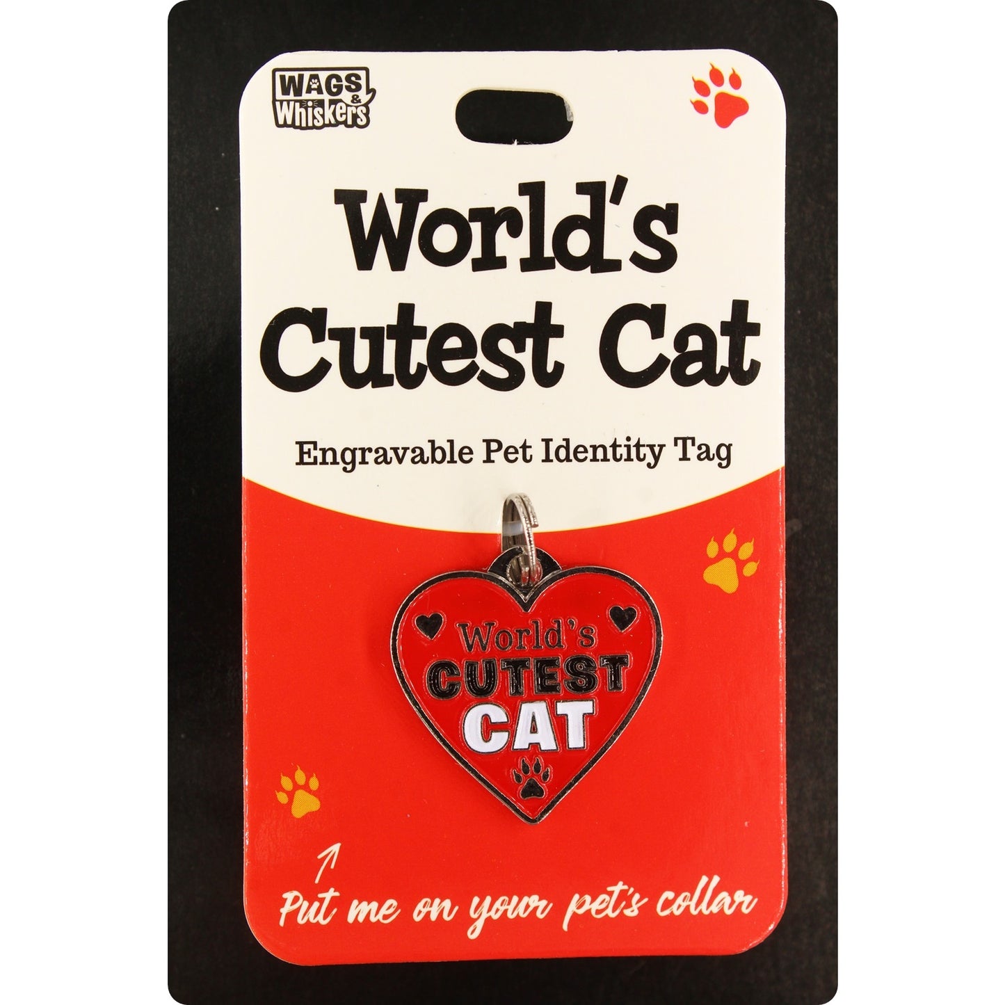 DESIRABLE GIFTS WORLD'S CUTEST CAT WAGS & WHISKERS CAT PET TAG I CAN NOT ENGRAVE THIS ITEM