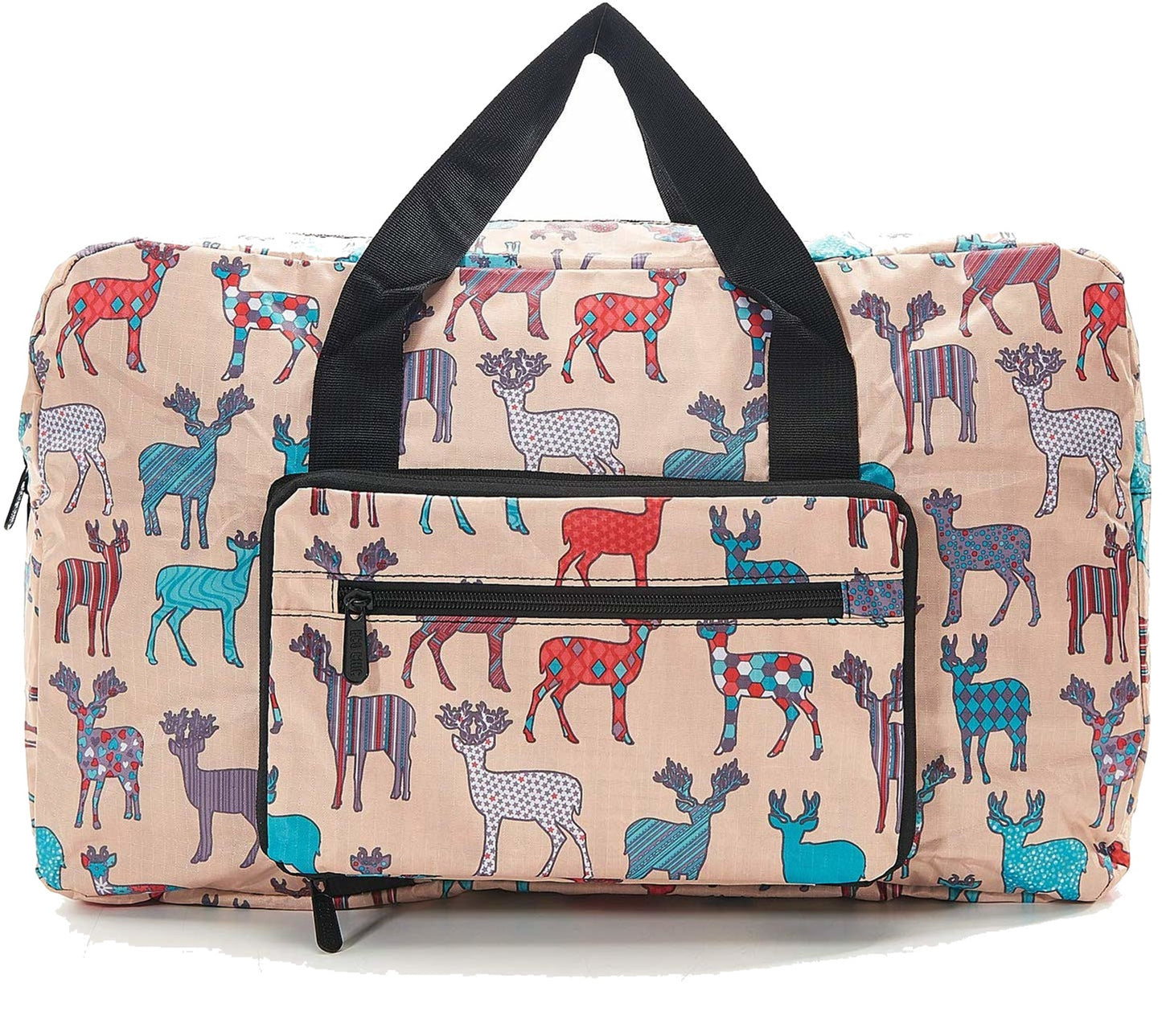 Eco Chic foldaway Holdall with Stag design Beige