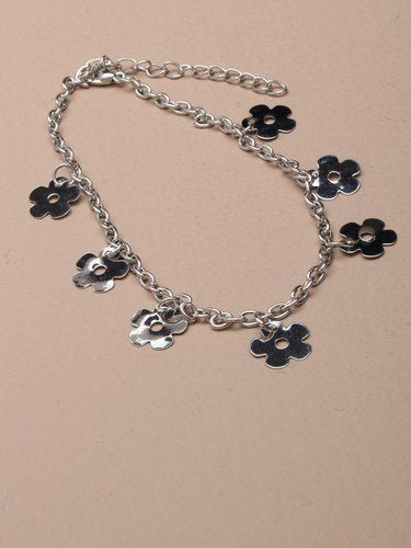 Silver Colour Anklet chain with trailing daisy charms Festival Wedding Party