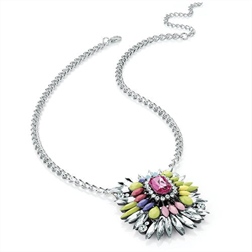 Silver colour multi acrylic bead chain necklace.