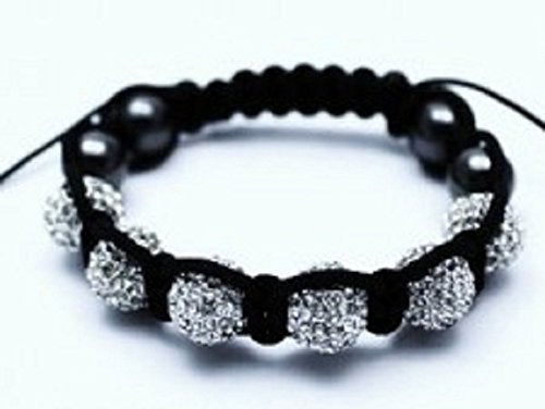 Shamballa Style Bracelet With 9 Crystal Disco Balls - Black