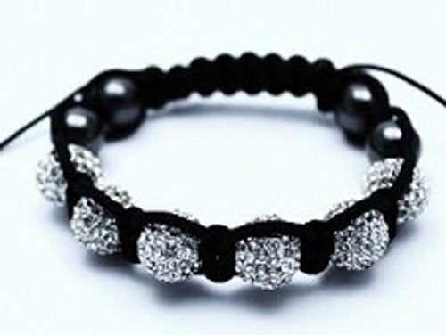 Shambala Style Bracelet with 6 Gem Set Balls each 12mm wide, with adjustable strap