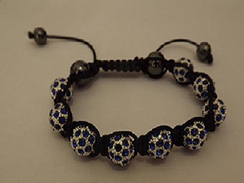 Shamballa Style Bracelet With 9 Crystal Disco Balls - Blue