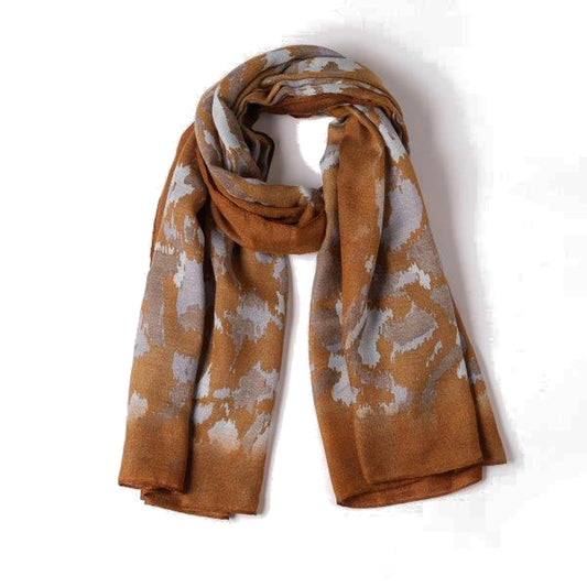 Mira Camel/Ikat Marble Print Scarf Made From Recycled Bottles