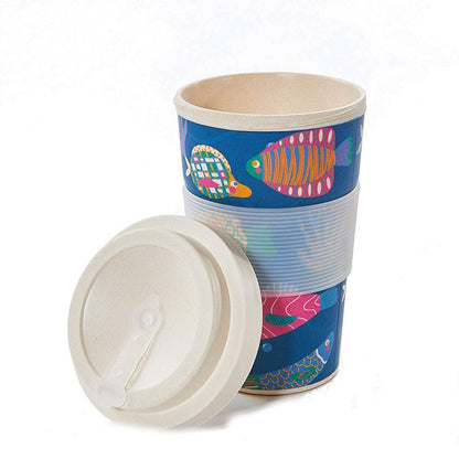 Eco Chic Blue Tropical Fish Bamboo Cup