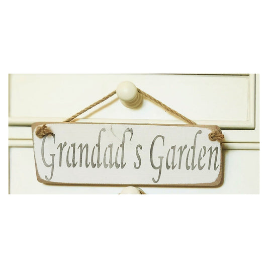GRANDADS GARDEN SIGN - Grandpas Present Gift Hanging Solid Wood Home Decor Sign Plaque Handmade By Vintage Product Designer Austin Sloan