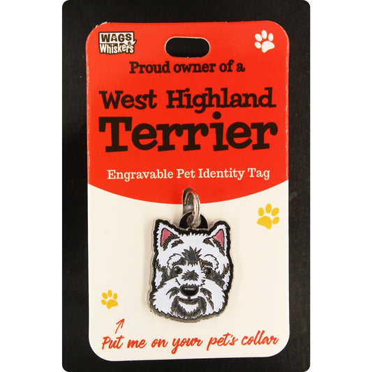 DESIRABLE GIFTS WEST HIGHLAND TERRIER WAGS & WHISKERS DOG PET TAG I CAN NOT ENGRAVE THIS ITEM