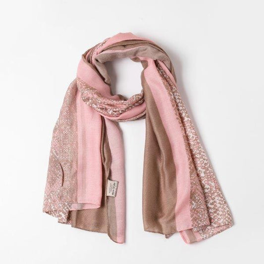 Sophie Pink/Snake Block Print Scarf Made From Recycled Bottles