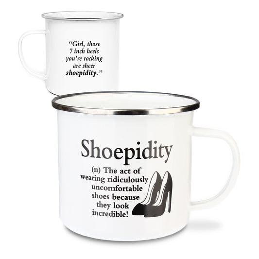 Urban Words Tin Mug "Shoepidity" Title and Slang words including Meaning.