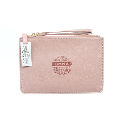 Clutch Bag With Handle & Embossed Text "Emma"