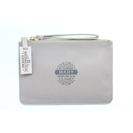 Clutch Bag With Handle & Embossed Text "Mary"