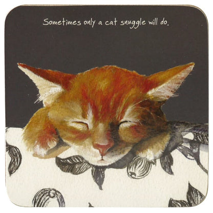 Ginger Kitten Coaster - Snuggle "Sometimes only a cat snuggle will do."