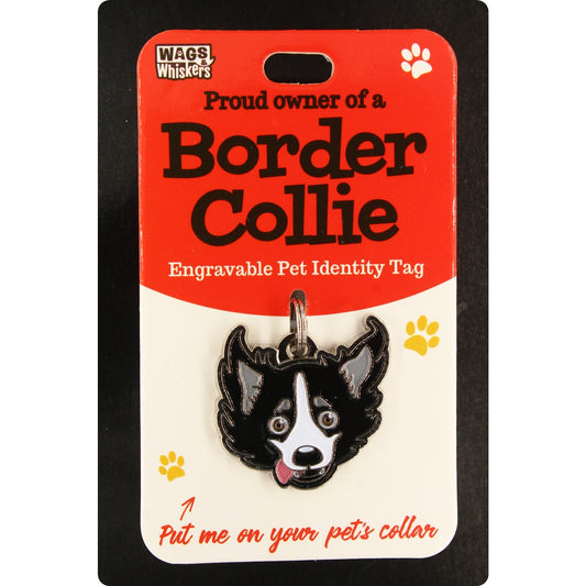 DESIRABLE GIFTS BORDER COLLIE WAGS & WHISKERS DOG PET TAG I CAN NOT ENGRAVE THIS ITEM