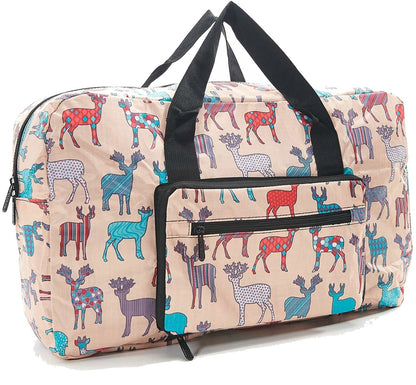 Eco Chic foldaway Holdall with Stag design Beige