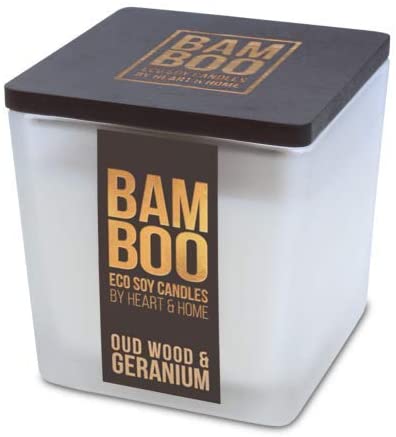 90g Jar Candle - Oudwood And Geranium fragrance From Bamboo Range By Heart and Home