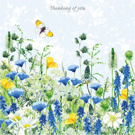Grape Hyacinth-Blue Thinking-Greeting Card-Meadow-Little Dog Laughed