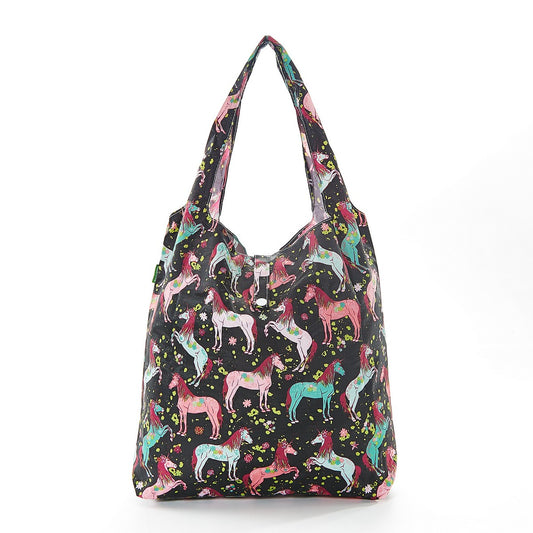 Shopper Bag by Eco Chic - Unicorn Print - Black