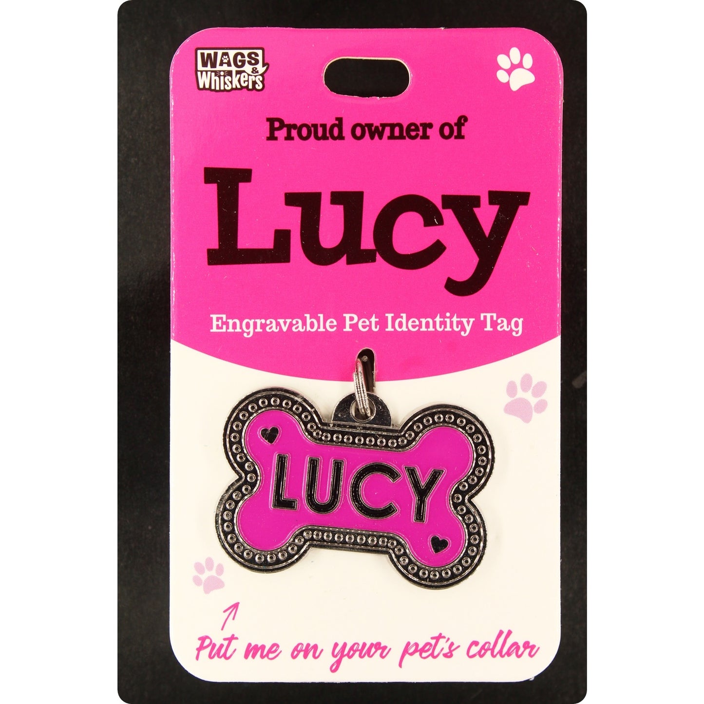 DESIRABLE GIFTS LUCY PERSONALISED WAGS & WHISKERS DOG PET TAG NAMES CAN NOT BE CHANGED
