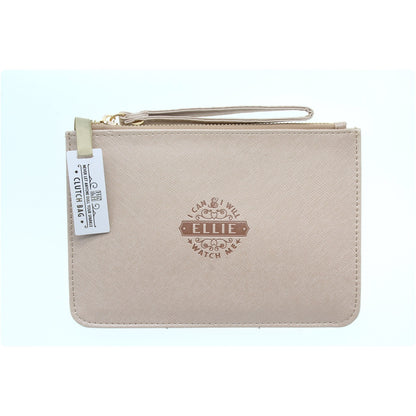 Clutch Bag With Handle & Embossed Text "Ellie"