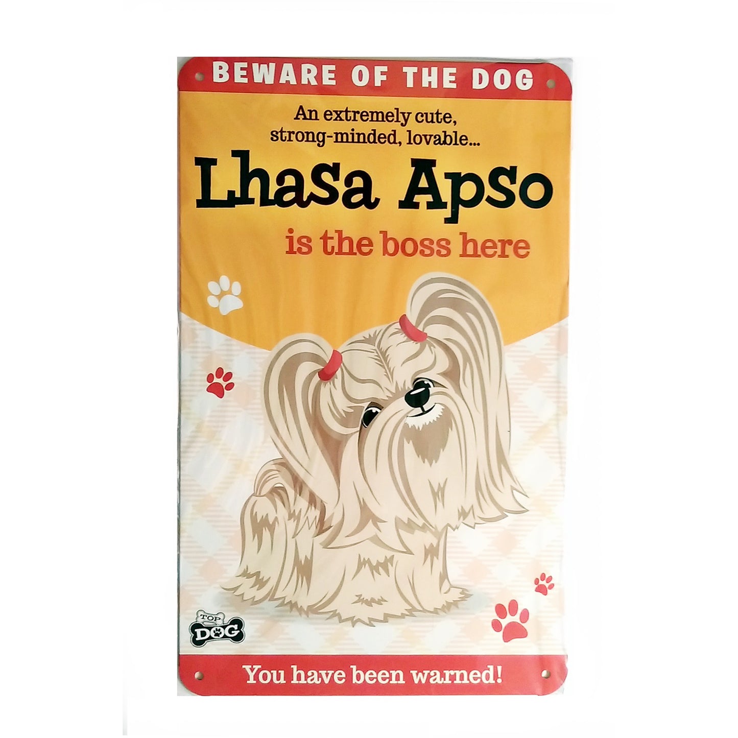 Wags & Whiskers  Dog Sign/Plaque "Lhasa Apso" - Tin Plaque