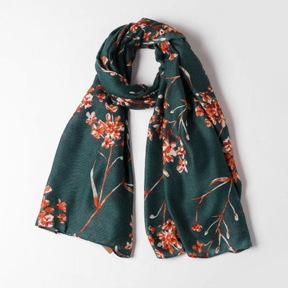 Stella Teal/Star Flower Print Scarf Made From Recycled Bottles