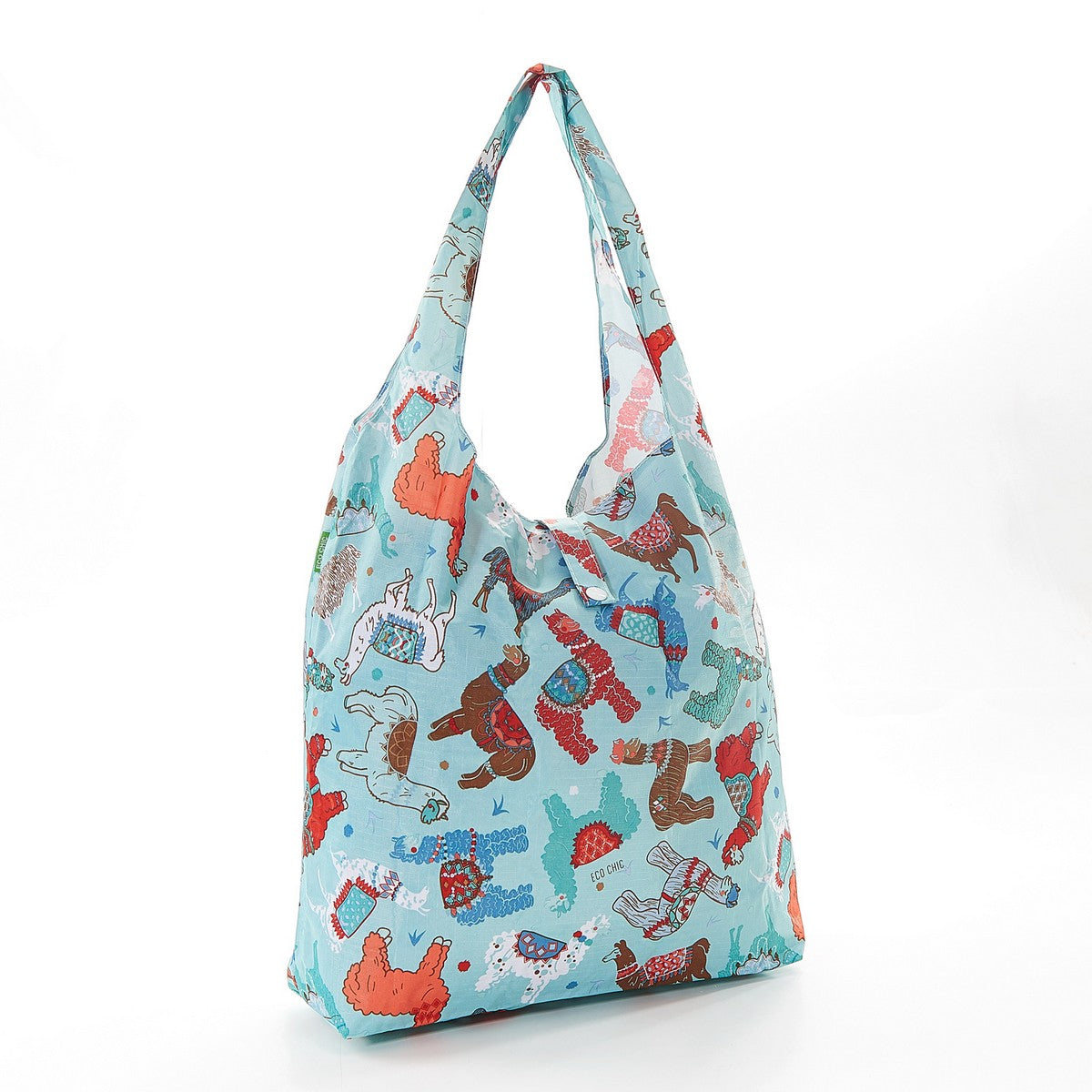 Llama print foldaway shopper holds 15kg max ECO CHIC shopping bag