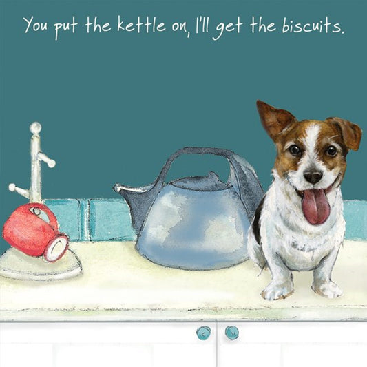 Jack Russell Greeting Card - Kettle on.