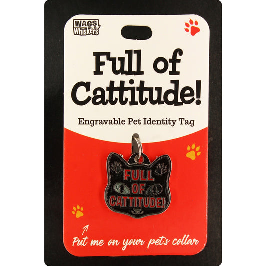 DESIRABLE GIFTS FULL OF CATTITUDE CAT WAGS & WHISKERS CAT PET TAG I CAN NOT ENGRAVE THIS ITEM