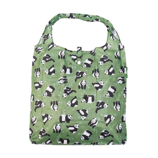 New Eco Chic 100% Recycled Foldable Panda Print Reusable Shopper Bag [EC-A43GN]