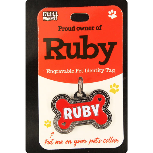 DESIRABLE GIFTS RUBY PERSONALISED WAGS & WHISKERS DOG PET TAG NAMES CAN NOT BE CHANGED