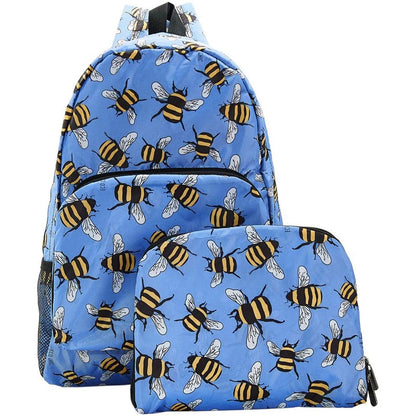 Eco Chic Lightweight Foldable Backpack (Bees Blue)