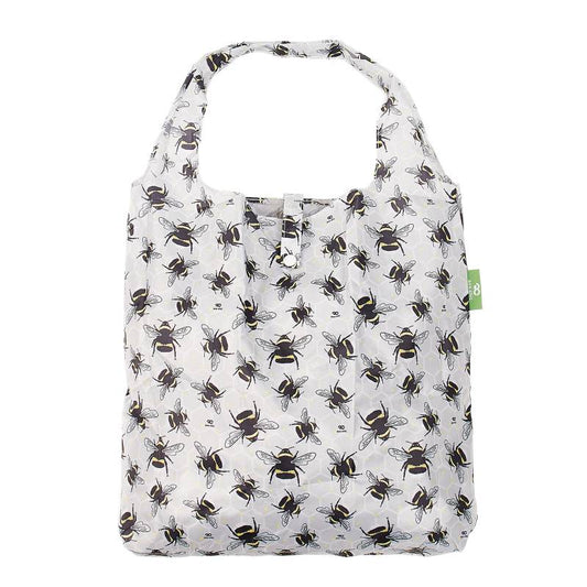 New Eco Chic 100% Recycled Foldable Bumble Bee Print Reusable Shopper Bag [EC-A42GY]
