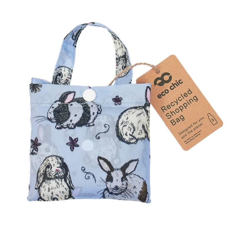 New Eco Chic 100% Recycled Foldable Bunny Print Reusable Shopper Bag [EC-A45BB]