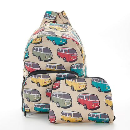 Mini Backpack / Rucksack by Eco Chic - Camper Van Print - Beige