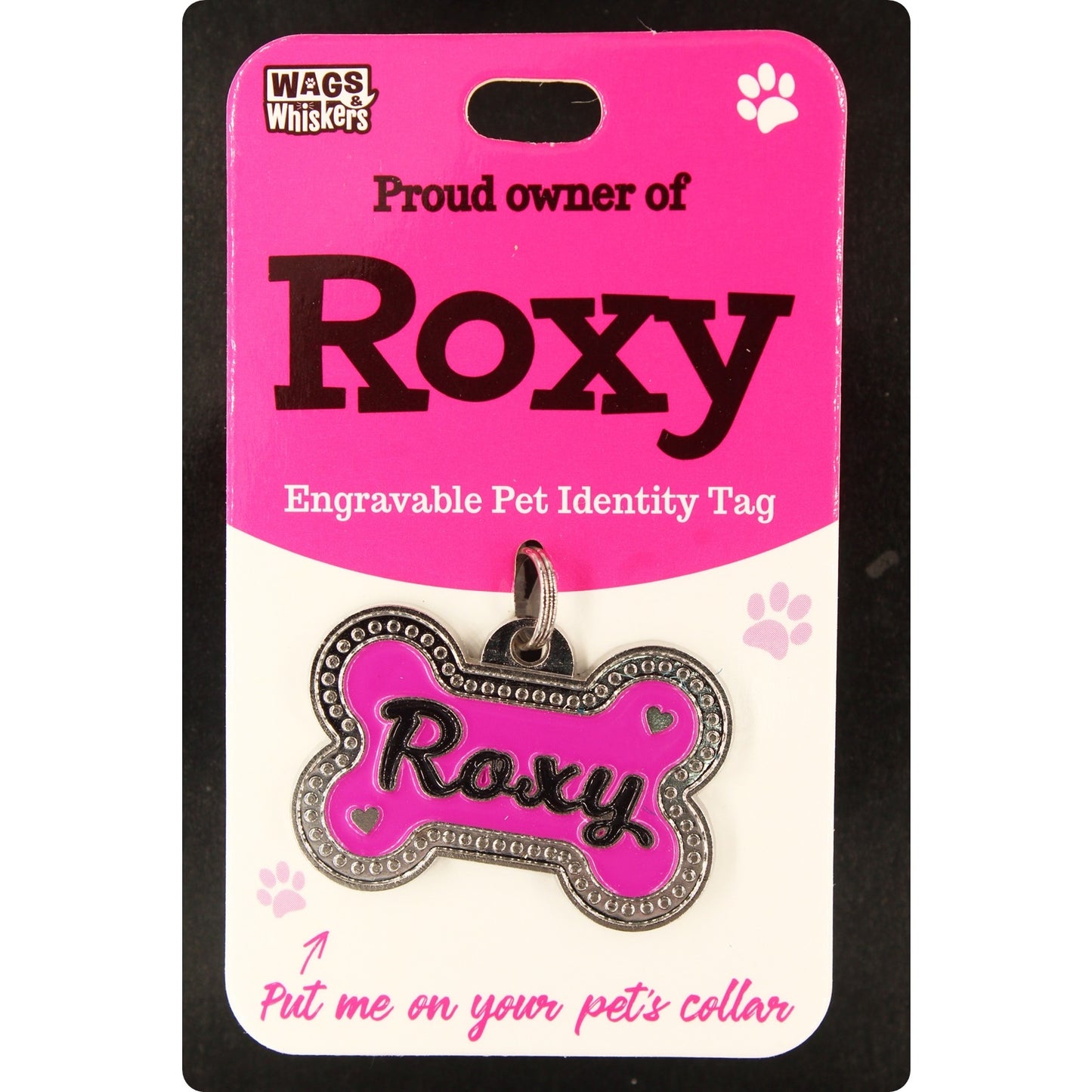 DESIRABLE GIFTS ROXY PERSONALISED WAGS & WHISKERS DOG PET TAG NAMES CAN NOT BE CHANGED