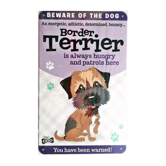 Wags & Whiskers  Dog Sign/Plaque "Border Terrier" - Tin Plaque