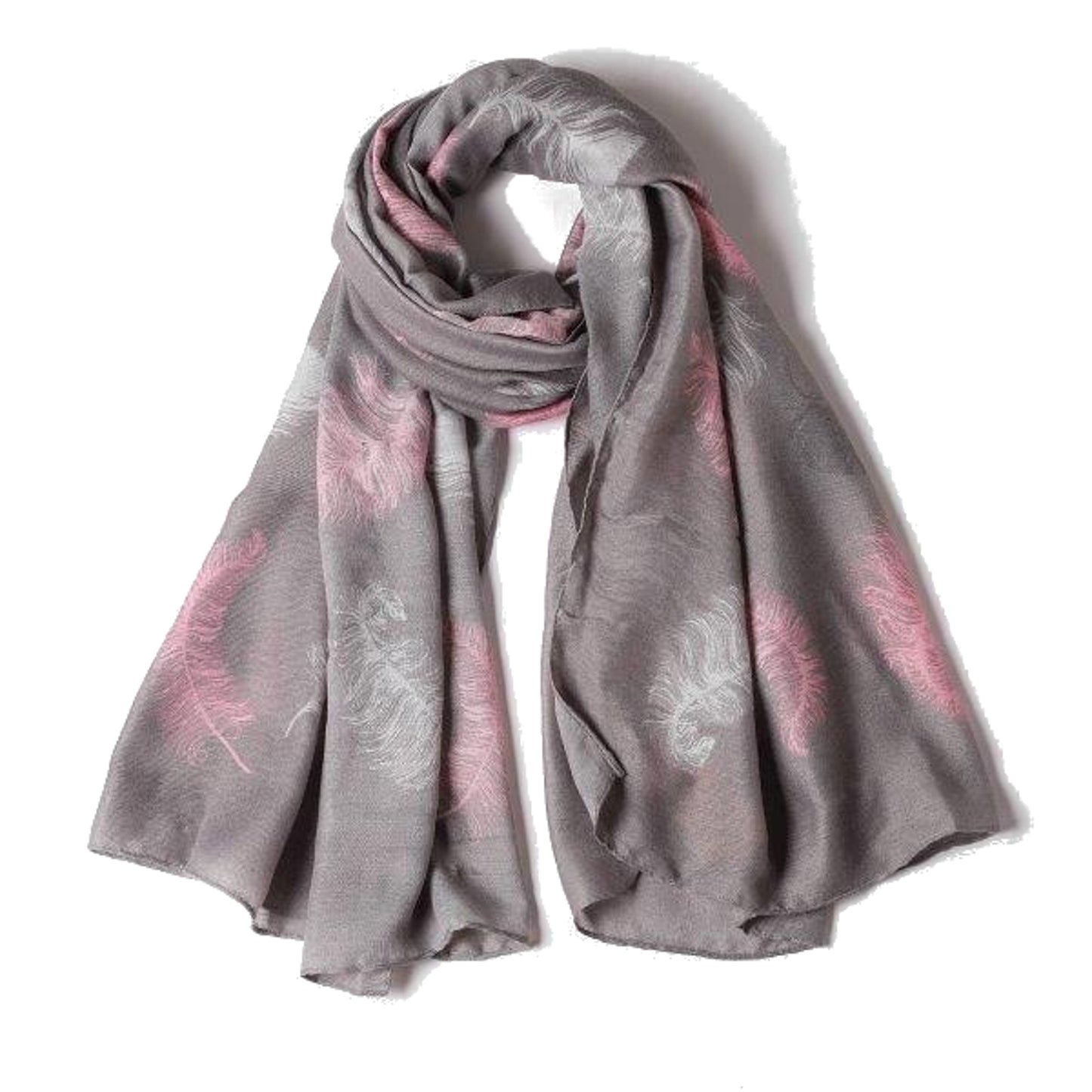 Lou Grey/Feather Print Scarf Made From Recycled Bottles