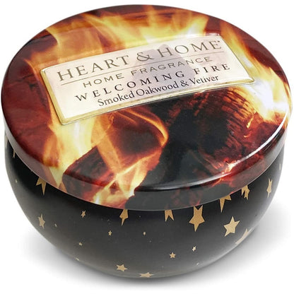Heart & Home Christmas Tin Candle Welcoming Fire