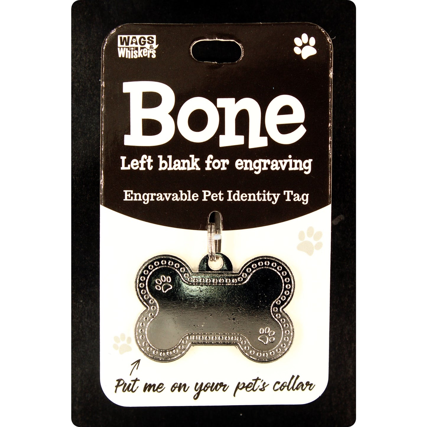 DESIRABLE GIFTS WAGS & WHISKERS DOG PET TAG BONE SHAPE BLANK FOR YOU TO HAVE ENGRAVED