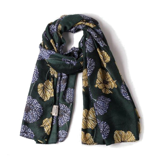 Jennifer Teal/Zebra Poppies Print Scarf Made From Recycled Bottles