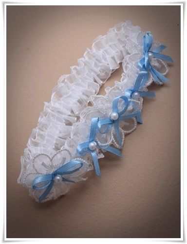 Sexy Lace Garter With Ribbon Heart design White  Wedding Hen Night
